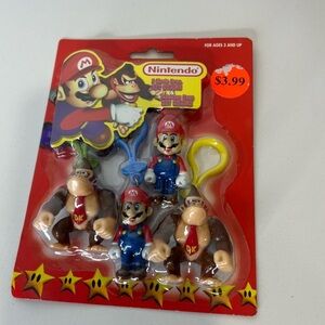 Vintage Tara Toys Nintendo Mario and Donkey Kong Key Chains Set Mario Party New